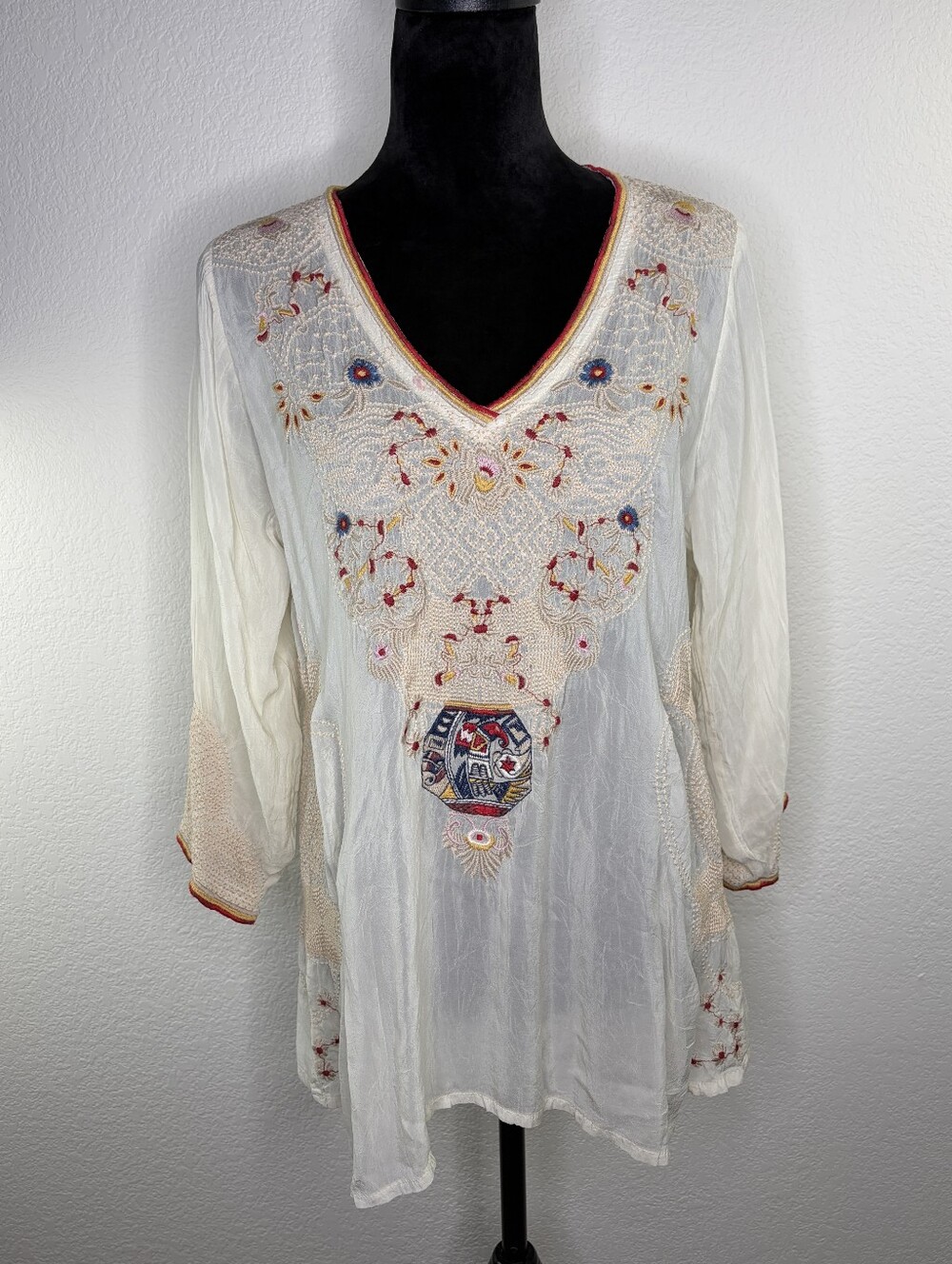 Johnny Was Peyton Embroidered Blouse Small